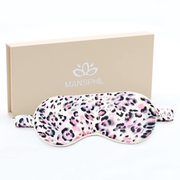 MANSPHIL Mulberry Silk Eye Sleeping Mask, Leopard ...