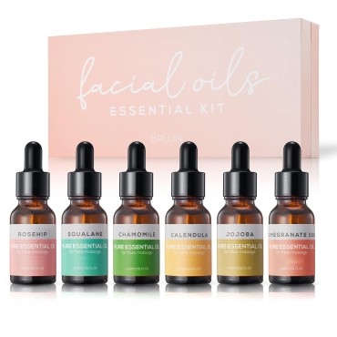 BRÜUN Pure Organic Face Oils Set for Jade Roller a...