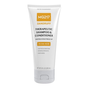 MG217 Dandruff Shampoo & Conditioner, 3percent Salicylic Acid Shampoo & Conditioner, 8 oz Tube, Clear