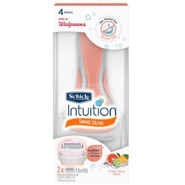 Schick Intuition Womens Razor Fresh Citrus Scent, 1 Handle with 2 Refills
