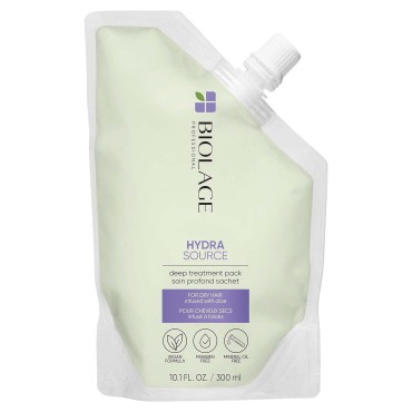 Biolage Hydra Source Deep Treatment Pack | Moisturizing & Strengthening Hair Mask | With Aloe | For Dry, Damaged Hair | Paraben Free | Vegan | Cruelty Free | Leave In Hair Treatment | 10.1 Fl. Oz