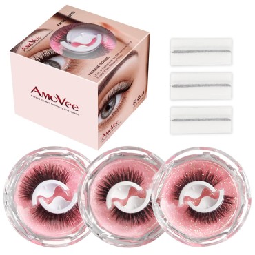 AmoVee Self Adhesive Eyelashes, Eyelashes Fluffy N...