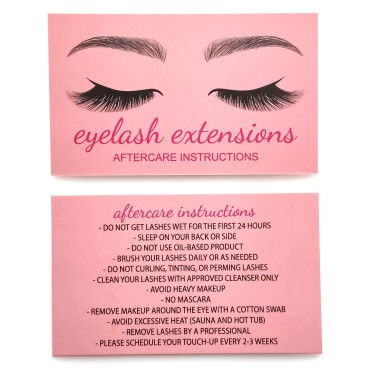 FLYING DRAGON 100 Lash Extension Aftercare card, Lash Aftercare Instruction, Lash client cards, Lash Technicians accessories,PINK type4