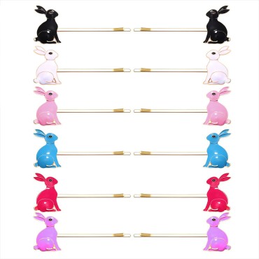 12PCS Easter Hair Clips Cute Bunny Word Hair Pins Colorful Enamel Bobby Pins Easter Egg Carrot Chick Flower Hairpins Accessories for Girls Holiday Gifts