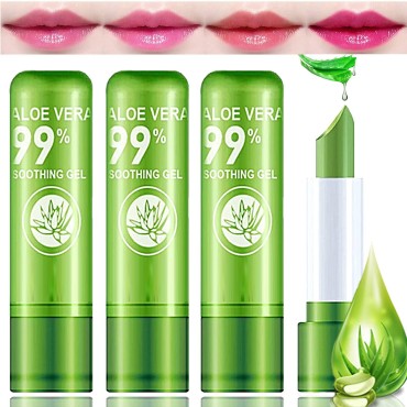 LZYLLS 4 Pack Aloe Vera Lipstick,Long Wear Nourishing Lip stick,Waterproof Moisturizing Color Changing Lip Balm Lipstick,Lip Gloss,Magic Temp Color Change Matte Lip Gloss Makeup