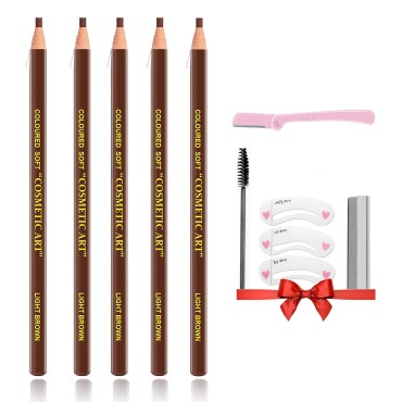 Eyebrow Pen Waterproof Eyebrow Pencil,Brow Pencil Microblading Eyebrow Pencil Brow Tools Makeup For Marking Women (Light Brown)