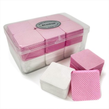 1080PCS Lint Free Nail Wipes - Non-Woven Nail Polish Remover Pads Lint Free Wipes - Soft Lint Free Wipes for Nails Eyelash Extensions Lash Glue - Nail Wipes Packed in A Case(Pink & White)