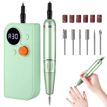 Professional Portable Nail Drill Kit Rechargeable Nail Machine Electric Cordless Efile Nail Drill Set with 7 Nail Bits, Manicure Pedicure Tool