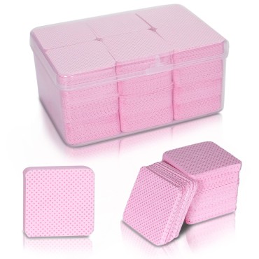 1100PCS Lint Free Nail Wipes Pink, Glue Wipes Lash Extensions - Soft Nail Polish Remover Pads, Non-Woven Nail Polish Remover Wipes - Lint Free Wipes for Nails, Eyelash Extensions, Lash Glue