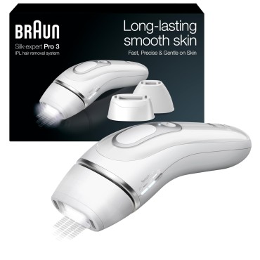 Braun IPL Long-Lasting Hair Removal System for Women and Men, New Silk Expert Pro 3 PL3221, Head-to-Toe Usage, for Body & Face, Alternative to Salon Laser Hair Removal, with 3 Extra Caps