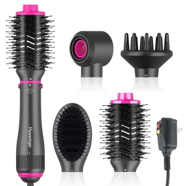 Blow Dryer Brush, 4 in 1 Blowout Brush,Hair Dryer Brush and Volumizer,Negative Ion Detachable Hair Dryer Styler Hot Air Hair Dryer for Straightening Curling Drying Multifunctional Styling