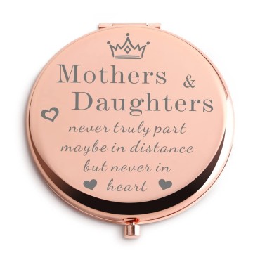 Birthday Gifts for Mom from Daughter Unique Rose Gold Compact Mirror Personalized Gifts for Mother with Daughter Christmas Thanksgiving Birthday Graduation Gifts