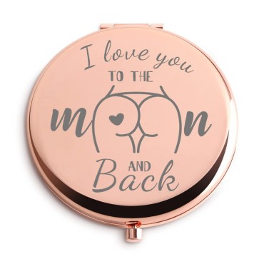 Dyukonirty Birthday Gifts for Sweetheart Unique Personalized Gifts Rose Gold Compact Mirror Engraved I Love You Funny Gifts for Lover Beloved Wife Girlfriend for Valentines Wedding Gifts