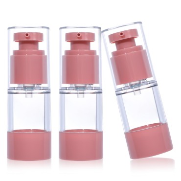 IUASZZ Airless Pump Bottles, 0.5 oz 15ml 3 Pack Refillable Rose Gold Travel Bottles Cosmetic Containers for Foundation Lotion Shampoo