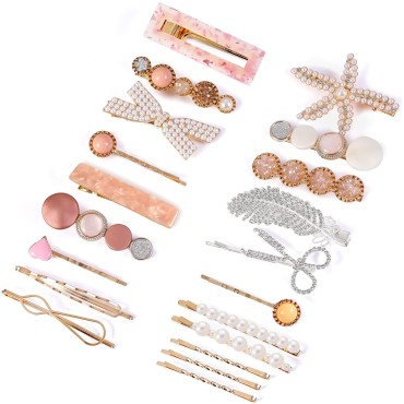 Parcce 20 Pieces Pearl Hair Clips Set, Hair Barrettes Acrylic Resin Sweet Decorative Bobby Pins Hairpin Headwear Hair Accessories Headwear for Women and Girls…