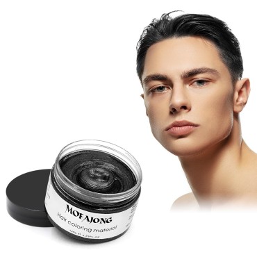 Black Temporary Hair Color Wax, SOVONCARE Hair Dye Wax 4.23 oz Pomades Natural Hairstyle Cream for Men & Women Party Cosplay Halloween Date (Black)
