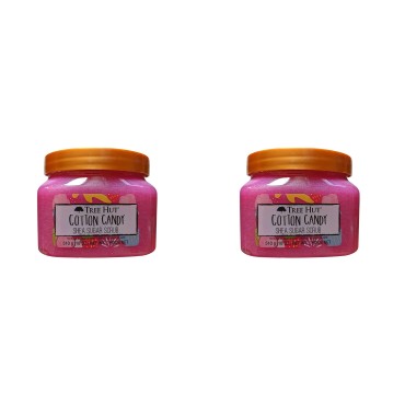 Tree Hut Cotton Candy Shea Scrub 18 oz! Made with Real Sugar, Certified Shea Butter and Strawberry Extract! Exfoliating Body Scrub! 2 Pack