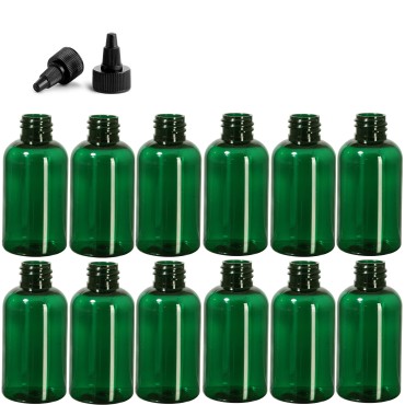 2 Ounce Boston Round Bottles, PET Plastic Empty Re...