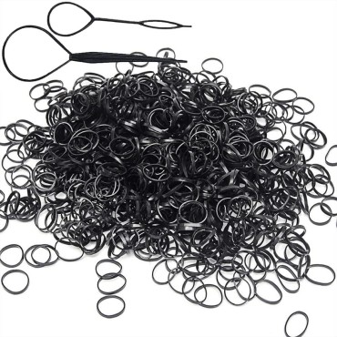 1000 PCS Hair Bands, Black Elastic Hair Band, Mini...