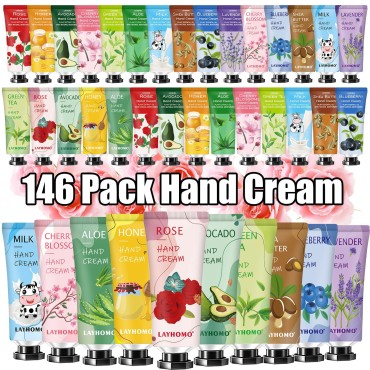 146 Pack Bulk Hand Cream for Women Gift,Moisturizing Hand Care Plant Fragrance Cream Lotion for Dry Cracked Hands,Travel Size Hand Lotion Set for Women and Men,Stocking Stuffers Bulk Gifts Holiday Gift for Mother's Day Valentine's Day Christmas