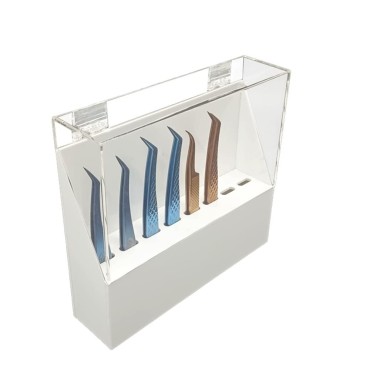 Dust-proof 8 Holes Tweezers Holder, Eyelash Extensions Supplies Acrylic Display, Acrylic Rack Storage Eyelash Extension Tools with Dust Cover Durable Tweezer Display Stand Salon