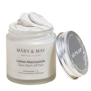 Mary&May Wash off Mask Pack 125g (Lemon), Clay type, Brightening & Tone-up, Vitamin C, Niacinamide, Get rid of sebum, Smooth skin texture