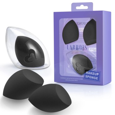 Makeup Sponge with Storage Case, Larbois 3Pack Fou...