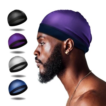 Selalu 4Pcs Wave Cap, Silk Stocking Wave Caps for 360 Waves, Good Compression Over Silky Durag for Men&Women, Large Size Stain Caps Suitable for Adult Wave…