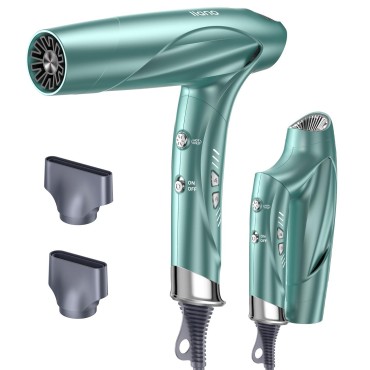 llano Lightweight Folding Ionic Hair Dryer with 110,000 RPM Brushless Motor, Professional High-Speed Fast Drying Low Noise Salon Level Hair Dryer with 200 Millions Neutralizing Ions -Green