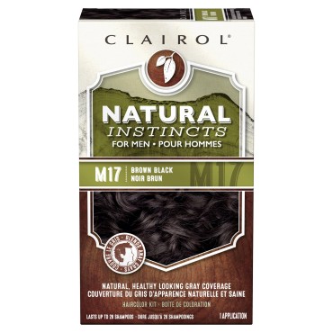 Clairol Natural Instincts Semi-Permanent Hair Dye for Men, M17 Brown Black Hair Color, Pack of 1