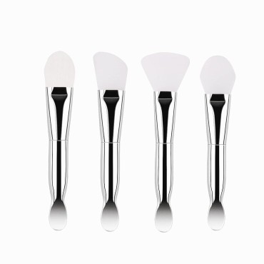 Y-KINZ 4pcs Silicone Face Mask Brushes, Dual Sided Face Mask Applicator for Facials, Estheticians Skincare Tools, for Mud,Clay, Charcoal Mixed Mask|Gel|Cream|Foundation, DIY Easy to Clean