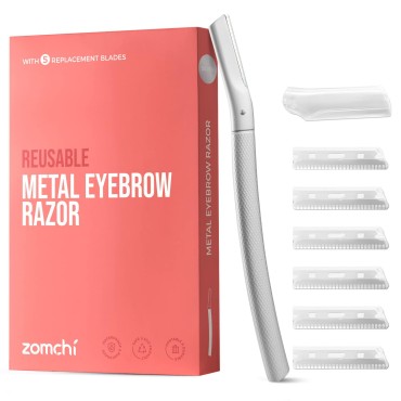 Eyebrow Razor, Face Razors for Women&Men, Eyebrow Trimmer Shaper with Precision Cover,Facial Shaver with 6 Blades (Silver)