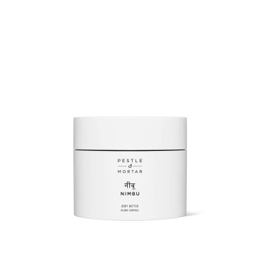 Pestle & Mortar Nimbu Body Butter, Hydrating Cream Moisturizer with Shea Butter, fresh Citrus Scent, Nourishing and Ceramide-enriched for Normal to Dry Skin, 200g