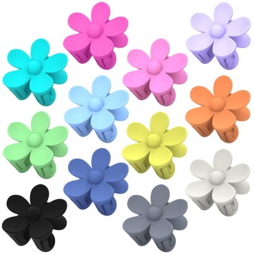 Flower Hair Clips 12Pcs Hair Claw Clips Cute Claw Clips for Women Girls Nonslip Matte Jaw Clip for Thick/Medium Hair Big Daisy Hair Clips Strong Hold for Thin Hair Fashion 12 Colorful Hair Accessories Gifts
