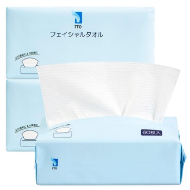 ITO Disposable Face Towel, Soft Facial Tissue for Sensitive Skin, Non-Woven Fabric Dry Wipes Facial Cleansing Make Up Remover Wipes 3 Pack