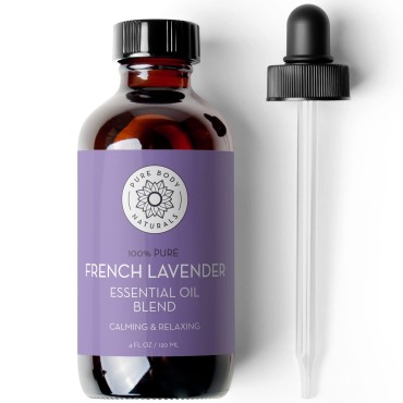 French Lavender Essential Oil Blend, 4 fl oz - for Aromatherapy, Soap Making, and DIY Skin and Hair Products - by Pure Body Naturals