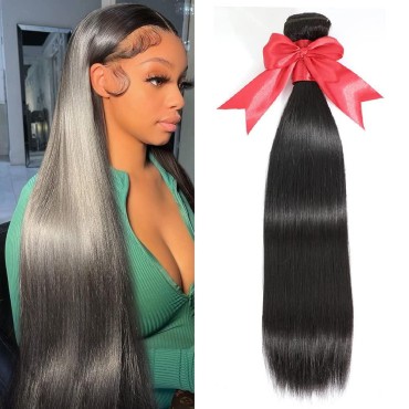 10A Brazilian Straight Hair Bundles 30 Inch Human Hair Bundles 1 Single Bundle Human Hair 100% Unprocessed Virgin Weave Bundles Human Hair Raw Remy Hair Bundles Deals Natural Black 100g