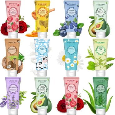 12 Pack Body Lotion Gift Set for Women,Natural Fragrance Body Care Cream Moisturizing Travel Size Body Lotion With Shea Butter and Aloe,Bulk Body Lotion Sets, Christmas Stocking Stuffers Valentines Day Mother's Day Gifts for Her Women Girlfriend Mom Wife
