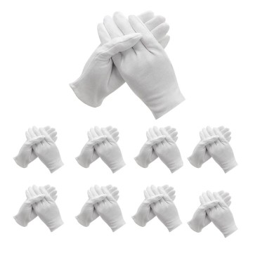 48 Pcs 24Pairs) White Cotton Gloves for Dry Hand M...