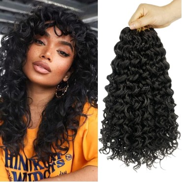 ENBEAUTIFUL 14 Inch 8 Packs Curly Crochet Hair Beach Curl Water Wave Crochet Hair Deep Wave Wavy Braids Curly Crochet Hair For Black Women(14inch, 8packs, 2)