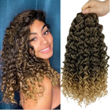 ENBEAUTIFUL 14 Inch 8 Packs Curly Crochet Hair Beach Curl Water Wave Crochet Hair Deep Wave Wavy Braids Curly Crochet Hair For Black Women(14inch, 8packs, T27)