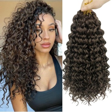 ENBEAUTIFUL 14 Inch 8 Packs Curly Crochet Hair Beach Curl Water Wave Crochet Hair Deep Wave Wavy Braids Curly Crochet Hair For Black Women(14inch, 8packs, 4)