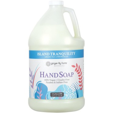 Ginger Lily Farms Botanicals All-Purpose Liquid Hand Soap Refill, Island Tranquility, 100% Vegan & Cruelty-Free, Green Tea Lemongrass Scent, 1 Gallon (128 fl oz)