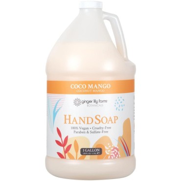 Ginger Lily Farms Botanicals All-Purpose Liquid Hand Soap Refill, Coco Mango, 100% Vegan & Cruelty-Free, Coconut Mango Scent, 1 Gallon (128 fl oz)