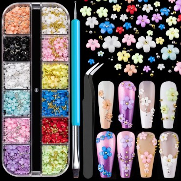 3D Flowers for Nails Art Colorful Charms Set #2 wi...