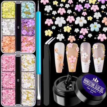 3D Flowers for Nails Art Colorful Charms Set #3 wi...