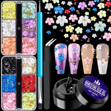 3D Flowers for Nails Art Colorful Charms Set #5 wi...