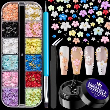 3D Flowers for Nails Art Colorful Charms Set #1 wi...