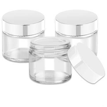 2 oz Glass Jars with Lids, Bumobum 3 pack Clear Sm...