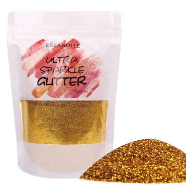 150g Extra Fine Glitter, Holographic Ultra Fine Glitter Powder for Resin, Tumblers, Makeup Face Eye Hair Body, Crafts Painting Arts, Nail Art DIY Decoration (Halo Gold)